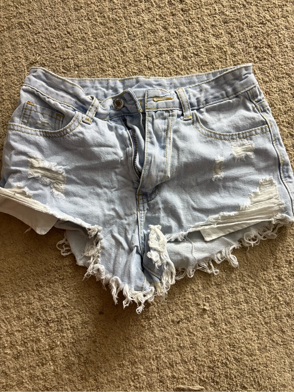 Light denim jean shorts
